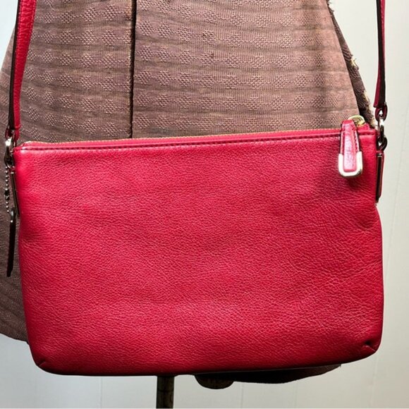 Coach Red Leather Madison East West Swingpack Crossbody Bag Purse - Picture 2 of 11